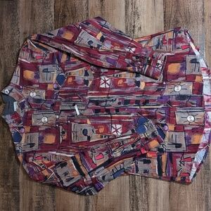 Vintage Roper Western Shirt Rodeo Cowboy Indian Print Size Large